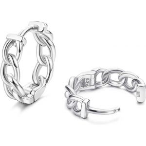 S925 Argent Boucle D Oreille Creole Cartilage Boucles DOreilles En Or 18K / Or Blanc Plaqué Gourmette Huggie Creoles Petites Bo
