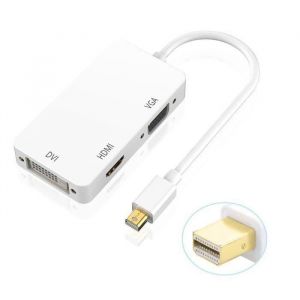 Adaptateur vid&eacute;o 3 en 1 - GENERIQUE - Mini DisplayPort vers HDMI DVI VGA - Pour Mac - Facile &agrave; utiliser