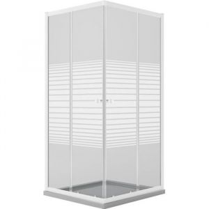 Cabine de Douche Carr&eacute; 90x90 CM H185 Verre S&eacute;rigraphi&eacute; mod. Blanc