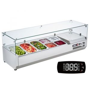 Saladette Réfrigérée à Poser 150 W-VEVOR-Vitrine Réfrigérée pour Pizzeria-Corps en Inox 304 et Couvercle en PC-Ingrédients Cuisine