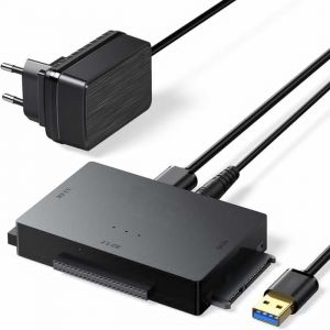 Adaptateur de Disque Dur USB 3.0 vers IDE SATA pour disque dur SSD IDE SATA 25 35 avec Adaptateur Alimentation Externe Noir-Yuan