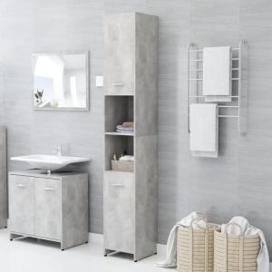 Meuble de salle de bain Meuble de rangement - Colonne salle de bain Gris béton 30x30x1835 cm Aggloméré élégant ♫47115