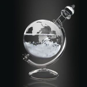 Baromètre Tempête Globe - Cadeau Maestro Bois Naturel Et Blanc