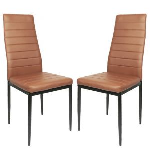 VIVOLILV Lot de 2 Chaise salle a manger - Simili cuir - 42x48x98 cm -Chaises Moderne Marron - Pour CuisineSalle a Manger