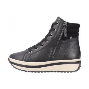 Bottines semi-compensées Rieker® R-Evolution en cuir noir - Femme - Talon compensé 45cm - Tige 12cm