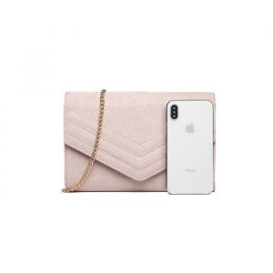 Sac &agrave; Main Femme 24x17x2cm &ndash; Pochette &Eacute;l&eacute;gante en PU avec Bandouli&egrave;re Cha&icirc;ne pour Mariage F&ecirc;te & Banquet &ndash; Sac Noir Chic - Rose