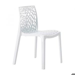 Chaise Polypropyl&egrave;ne Design Nid dAbeille de Jardin Bistrot Gruvyer Grand Soleil - Blanc