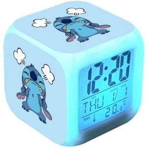 Réveil À LED Réveil À Changement De Couleur Stitch Baby Horloge LCD Cube avec Éclairage De Nuit Réveil pour Enfants avec Lumière