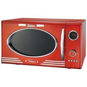 Melissa 16330129 - Four &agrave; micro-ondes &eacute;lectronique avec gril 23L 800 W rouge m&eacute;tallique