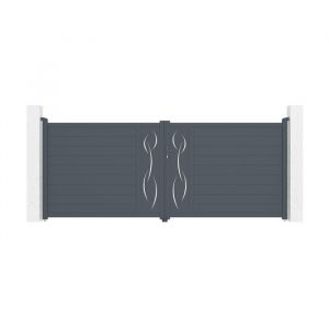 Portail battant ajustable en largeur - Casanoov - LIFE - 4m H.160cm - Gris Anthracite - Aluminium