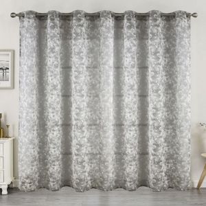 Voilage jacquard &agrave; oeillets &eacute;l&eacute;gance textur&eacute;e Noir 300x260 cm