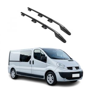 Barres de toit longitudinales pour Renault Trafic 2001-2014 L1 Aluminium Noir