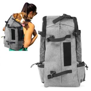 Sac &agrave; Dos pour Chien Randonn&eacute;e Sac a Dos de Transport pour Chat Chien Respirant Double Sac &agrave; Dos pour  Animaux jusqu&agrave; 165 kg Gris