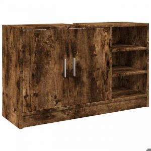 FAF-NEUF* Armoire d&eacute;vier - Armoire vasque de stockage - ch&ecirc;ne fum&eacute; - 90x29x55 cm bois ding&eacute;nierie JUILLET116360