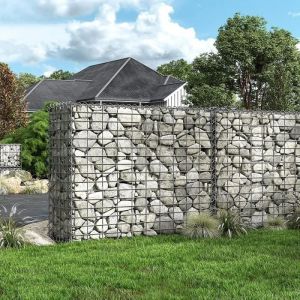 Lot de 4 Gabions pierre 100 x 80 x 30 cm Colonne Banc de jardin mur en pierre galvanis&eacute; SONGMICS