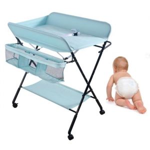 Table à Langer Pliable HSTURYZ - Bleu - Réglable en Hauteur - Mixte