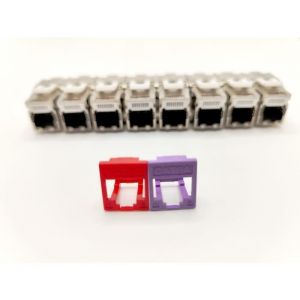 Pack de 8 noyaux keystone RJ45 Cat.6a - LINEAIRE - PRC624AK8 - 2 avec fa&ccedil;ades color&eacute;es