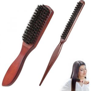 Brosse Cheveux Poils de Sanglier2 Pi&egrave;ces Brosse Poils SanglierBrosse Poil De Sanglier CheveuxBrosse  (Brun Rouge&acirc;tre)