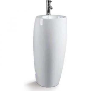 Lave Main Totem Rond - C&eacute;ramique Blanc - 39x85 cm - Ove