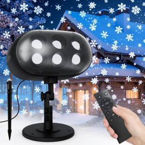 NACATIN Lampe Projecteur Noël Projecteur Flocon de Neige Étanches IP65 avec Télécommande Pour Fête Noël Anniversaire