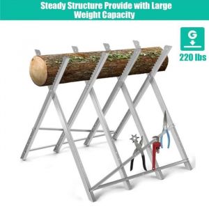 Haute qualit&eacute; Chevalet &agrave; b&ucirc;ches Supports de Bois Chevalet de tron&ccedil;onnage Pliable En acier -80x84x80 cm