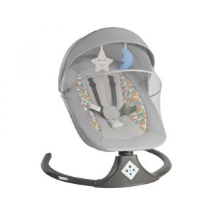 Balancelle B&eacute;b&eacute; &Eacute;lectrique 3 en 1 avec T&eacute;l&eacute;commande Avec assiette - Transat balancelle 5 Vitesses - Bluetooth Musique - Gris