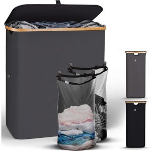 Panier à Linge Sale XXL 140L avec 2 Sac Panier Linge Sale - Corbeille a Linge Pliable avec Couvercle Panier a Linge