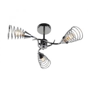 Suspension Lustre en m&eacute;tal spiral moderne chrome - Douille 3 X E27 40W - Diam&egrave;tre 45 cm