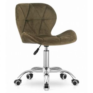 Fauteuil de bureau pivotant - Chaise &agrave; roulettes - Chaise de bureau en velours - Hauteur r&eacute;glable - Marron