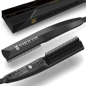 Mini Lisseur Cheveux Brosse Rapide Des Ann&eacute;es 30Lisseur Chauffant Peigne &Agrave; Cheveux Ionique Pour Coiffer Une Barbe Longue Et Courts