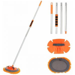 Balai brosse de lavage t&eacute;lescopique voiture multifonctions 157cm Brosse de Lavage Voiture &agrave; Long Manche avec Chenille Microfib