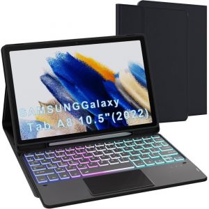 Pour Samsung Galaxy Tab A8 10.5 Pouces &Eacute;tui Avec Clavier D&eacute;tachable - Fran&ccedil;ais Azerty Clavier R&eacute;tro&eacute;clair&eacute; 3 Zones 7 Couleurs Diy
