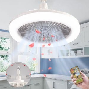 Luminaire Ventilateur PlafonnierE27 Lustre Ventilateur de PlafondVentilateur Plafond Silencieux Avec Lumiere Telecommande(gris)