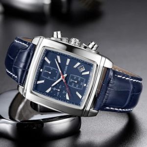 MEGIR chronographe montres pour hommes haut de gamme bracelet en cuir de luxe étanche montre de sport lumineuse pour homme