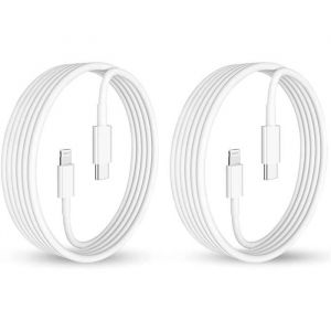Câble de Chargeur iPhone 2M [Certifié MFi Apple] Lot 2 Câbles USB C vers Lightning Charge Rapide pour 13-12 Mini - 11Pro