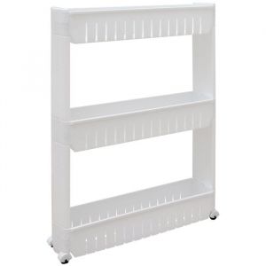 Meuble roulant 3 &eacute;tag&egrave;res blanc &agrave; roulettes