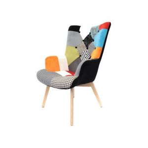 Fauteuil Scandinave - Helsinki Patchwork - Multicolore - H 99 cm - Accoudoirs - Confortable