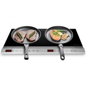 Plaque &agrave; Induction Portable Double Foyer 3500W Noire - R&eacute;chaud &Eacute;lectrique Tactile 10 Niveaux - 2 Zones de Cuisson 60-240&deg;C