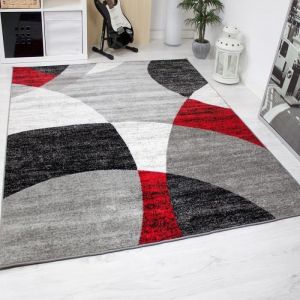 Tapis pour le salon - VIMODA - Milano - Moderne - 200 x 280 cm - Rouge gris blanc et noir