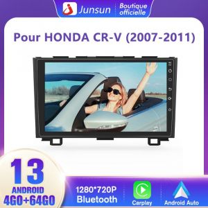 Junsun Autoradio Android 13 4Go+64Go pour Honda CRV (2007-2011) 9écran Tactile avec Carplay Android Auto RDS GPS WiFi