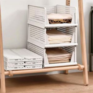 SUPFINE Organisateur Plastique Boite Rangement Vetement pour Chambre Penderie Dressing Organisateur Armoire Vetement 3 pcs