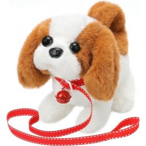 ®RisingFF Chiot Saint-Bernard en peluche chien électronique - bébé animal de compagnie qui marche aboie et remue la queue