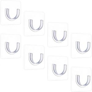 8 Pi&egrave;ces Support Tringle Rideaux Sans PercageCrochets de Tension TransparentsTringle Rideau Douche Support Douche Mural Adh&eacute;sif