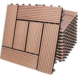 Dalle de jardin clipsable en bois composite WPC terracotta 30x30cm - DEUBA - Revêtement de sol extérieur