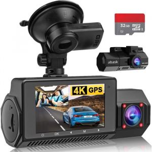 4K GPS Dashcam VoitureCam&eacute;ra de Voiture avec 32G Carte SD310&deg; Grand Angle 2160P+1080P Cam&eacute;ra Embarqu&eacute;eCapteur GEnregistrement