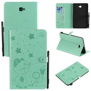 Tablette Housse SM-T580 Samsung Galaxy Tab A 10.1 (2016) Tab A6 10.1 &Eacute;tui &agrave; Rabat Durable PU Cuir Antichoc Pochette Coque Vert