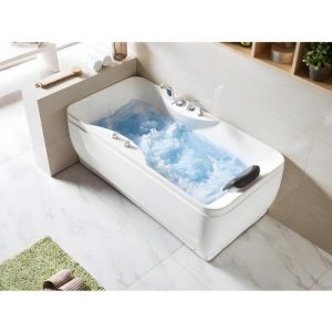 Baignoire balnéo blanche - 1 place - 140L - 150 x 75 x 545 cm - Angle gauche - GAVINO