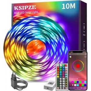 Led Chambre 10M Ruban Led Bande Lumière Décorative MulticoloreRgb Guirlande De Lumineuse Dimmable Avec TélécommandeBluetooth App