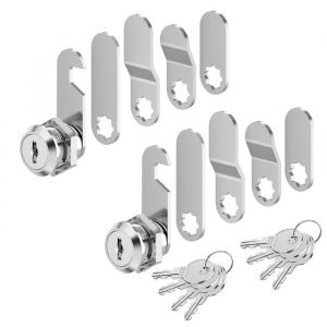 Lot de 2 Serrure de bo&icirc;te aux lettres 5 cl&eacute;s avec 5 plaques de verrouillage 16 mm serrure &agrave; levier pour bo&icirc;tes portes darmoire