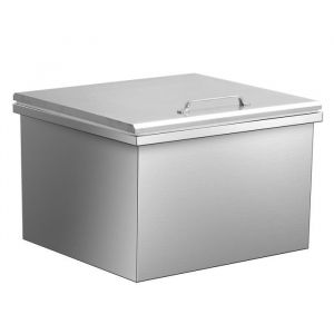 Cong&eacute;lateur coffre 74 L glaci&egrave;re encastrable en inox  Bac &agrave; glace avec couvercle &agrave; charni&egrave;re et bonde de vidange 50x45x33cm